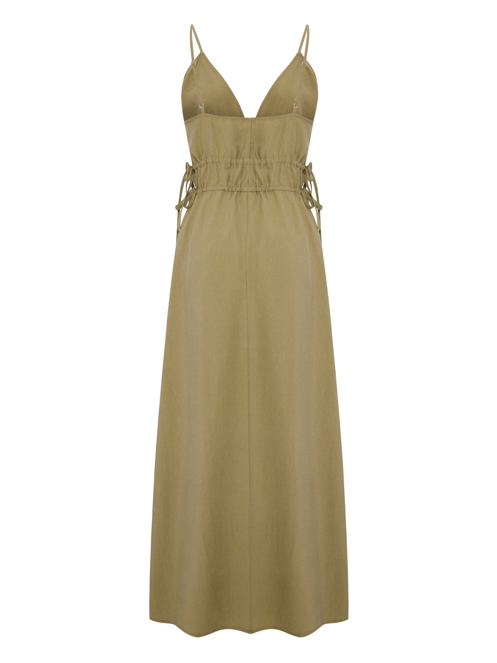 Sofia Ties Maxi Dress - Khaki Green