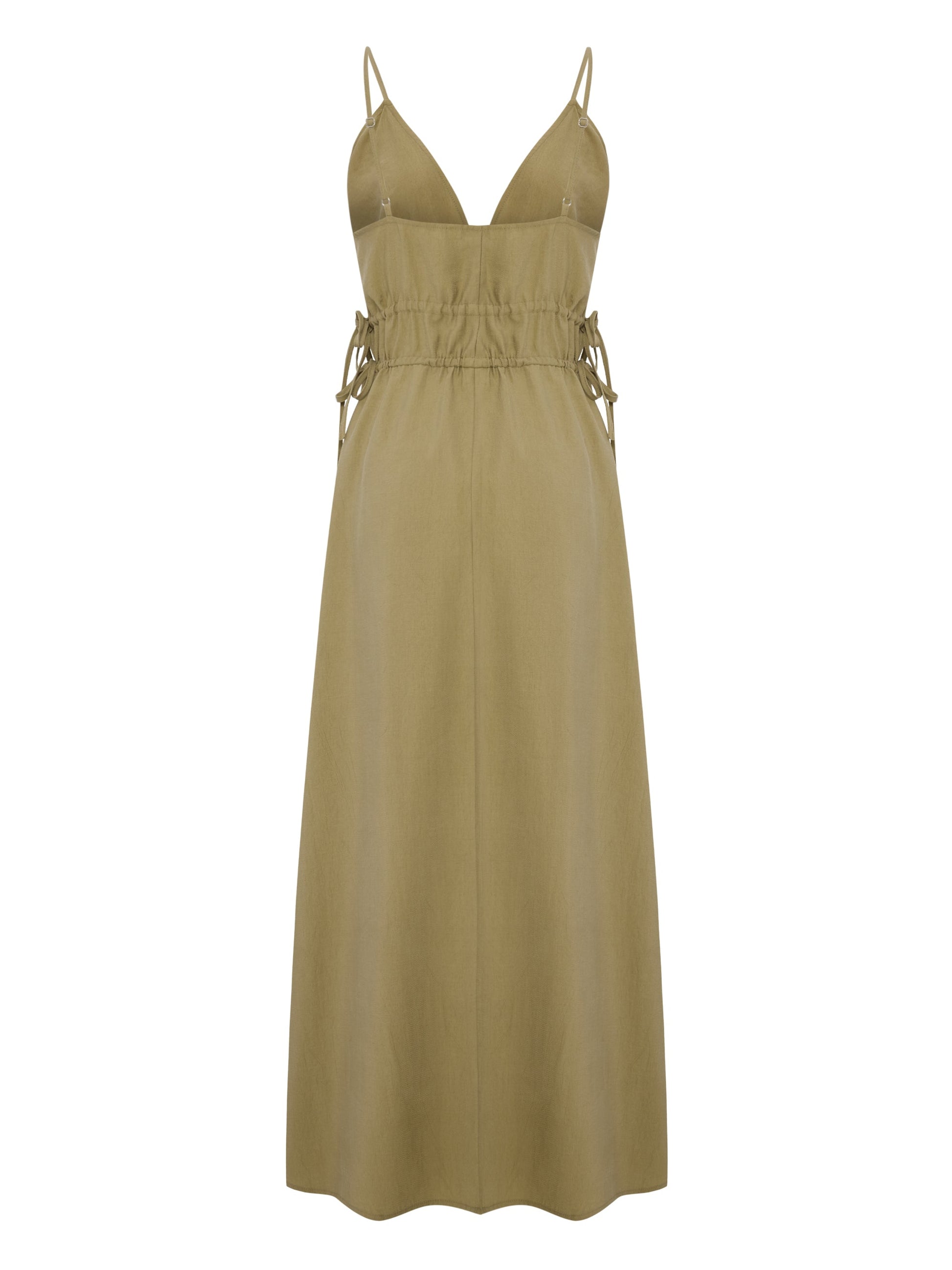 Sofia Ties Maxi Dress - Khaki Green