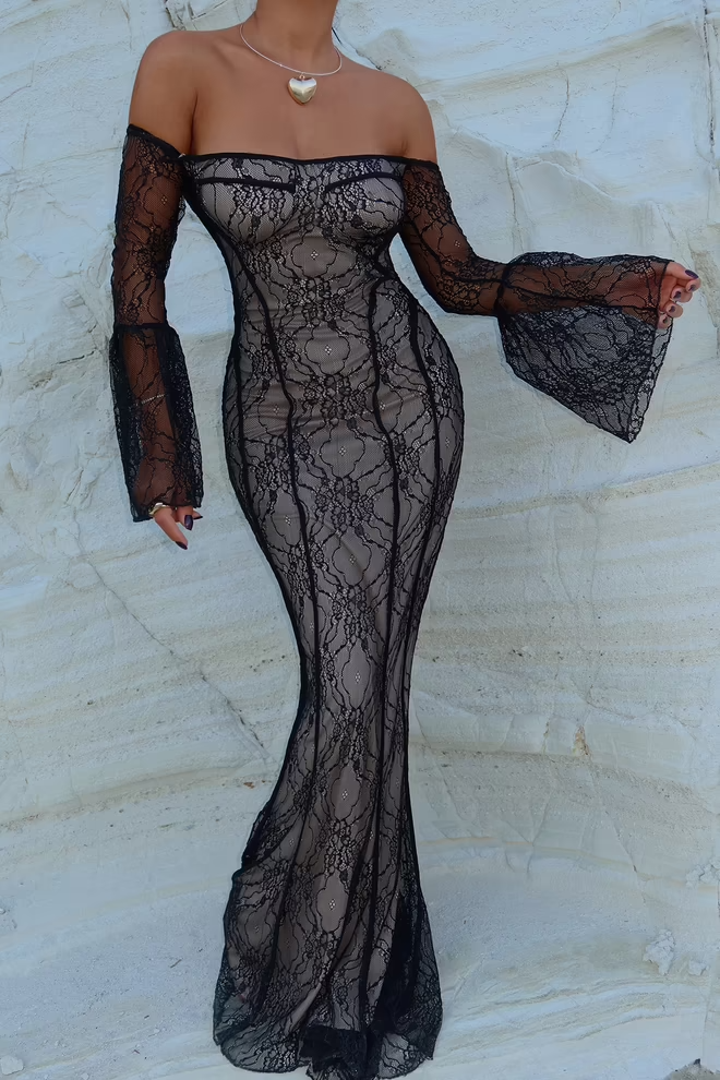 Black Mermaid Lace Dress